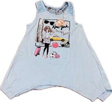 Justice for Girls Blue "New York" Lace Tank Top Size 6 NWT Back to School 