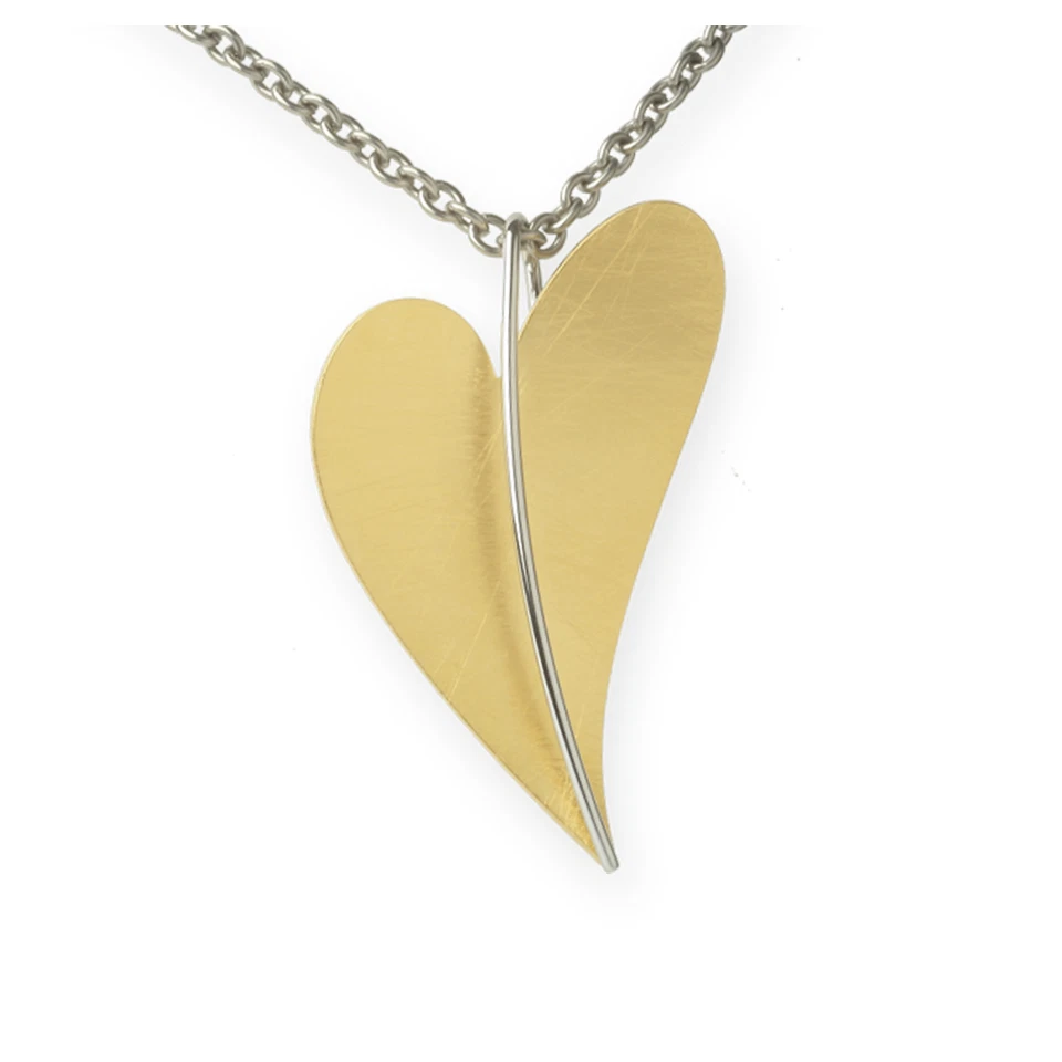 Ernstes Design Herz groß Edelstahl vergoldet AN212 Anhänger ohne Kette gekratzt - Bild 2 von 2