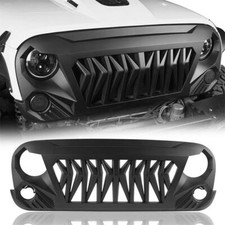 Abs Matte Black Front Shark Grille Grill Grid For 2007-2018 Jeep Wrangler Jk Jku