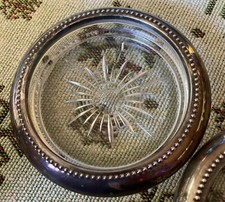 Ancien dessous de verre en cristal WeS Blackinton en argent (2)