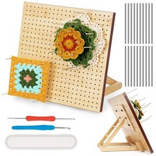 UHAPEER Crochet Blocking Board with Pegs, 11.4 Inches Bamboo Granny Square Bl...