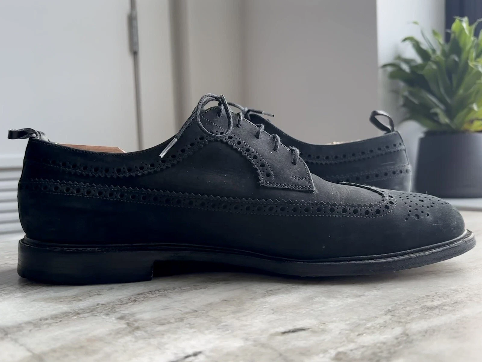 THOM BROWNE Brooks Brothers ali lunghe nabuk nero pile 10 5 Thom sopracciglia
