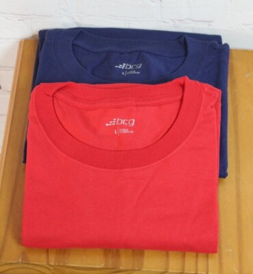 MD ~ NWT ~ BCG Lot of 2 Men's Lifestyle Cotton Crew S/S Tee ~ Blue & Red Sz Lrg 