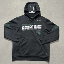 Michigan State Spartans Hoodie Mens L Black NCAA Football Nike Dri Fit On Field
