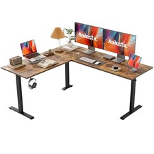 L Shaped Standing Desk 63 x 55 inch Adjustable 63 x 55 Inch Rustic Brown