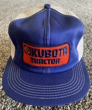 Vintage KUBOTA TRACTOR Snapback Trucker Hat Cap Patch Mesh K Brand USA RARE