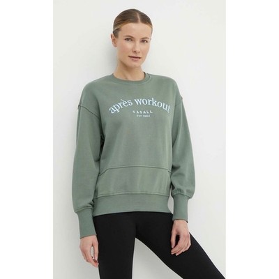 Casall Apres Workout Organic Cotton Sweatshirt Green Womens Size L 24102