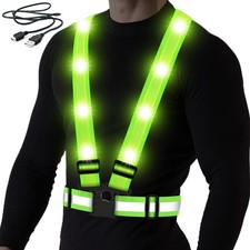 BAOBICUTE LED Reflective Vest, USB Rechargeable Green Light
