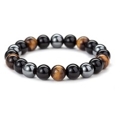 2 PCS Tiger Eye Natural Stone Obsidian 6mm Beaded Bracelet Men Women Jewelry US