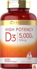 Vitamin D3 5000 IU Softgels, 500 Count, Value Size by Carlyle