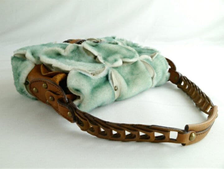 Jamin Puech Shearling Patchwork Handbag Brown Lea… - image 3