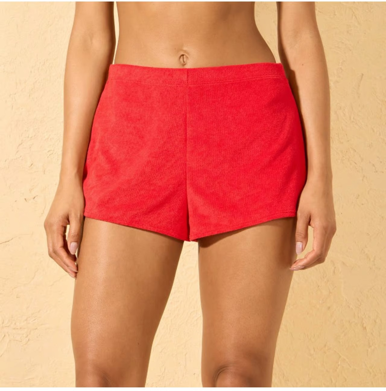 Women's High Slit Terry Swim Cover Up Shorts - Wild Fable Red S