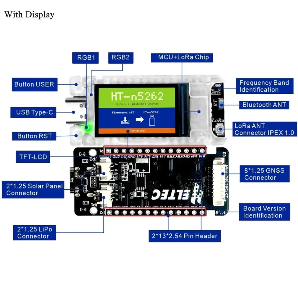 Pantalla TFT Heltec T114 LoRa BLE 868/915 MHz nRF52840 SX1262 Arduino Meshtastic Foto 3 de 4