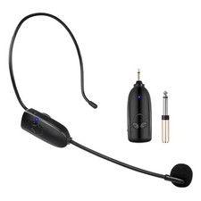 Wireless Headset Microphone System, UHF Mic 160ft Range, 1/8" 1/4" Plug
