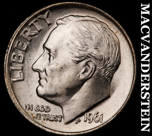 1961 Silver Roosevelt Dime- Lustrous Choice Gem Brilliant Uncirculated  #i6202