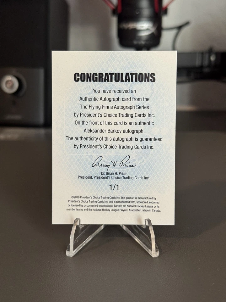 2016 President's Choice Flying Finns Aleksander Barkov 1/1 Authentic Autograph - Image 2 of 2