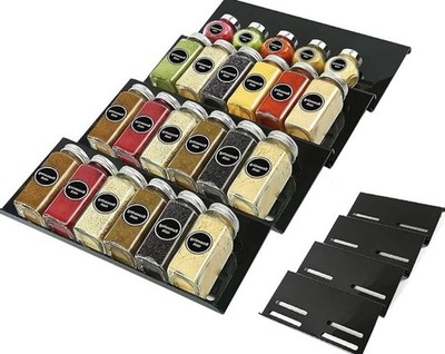 BigKing Spice Drawer Organizer, 4 Tiers 1 Set Black Acrylic Slanted