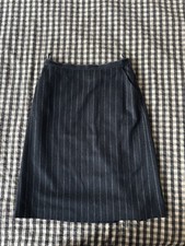 Max Mara Women's Angora Wool Striped Black Tailored Pencil Skirt Size 10 UK W28"