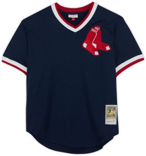 Camiseta deportiva de práctica Mitchell & Ness 1989 firmada por Jim Rice Red Sox auténtica con piezas Foto 3 de 4