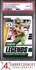 2021 PANINI CONTENDERS DRAFT PICKS CAMPUS LEGENDS #9 JUSTIN HERBERT POP 2 PSA 10