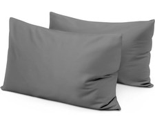 2 PCS Travel Pillow Case 14x20 Inch Egyptian Cotton Zipper 600 TC Dark Grey