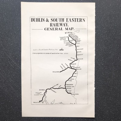 Original 1923 Map Of Dublin and South Eastern Railway General Map