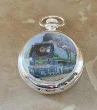 ATLAS EDITIONS GLORY OF STEAM- BATTLE OF BRIT CLASS SILVER PLATED POCKET WATCH 