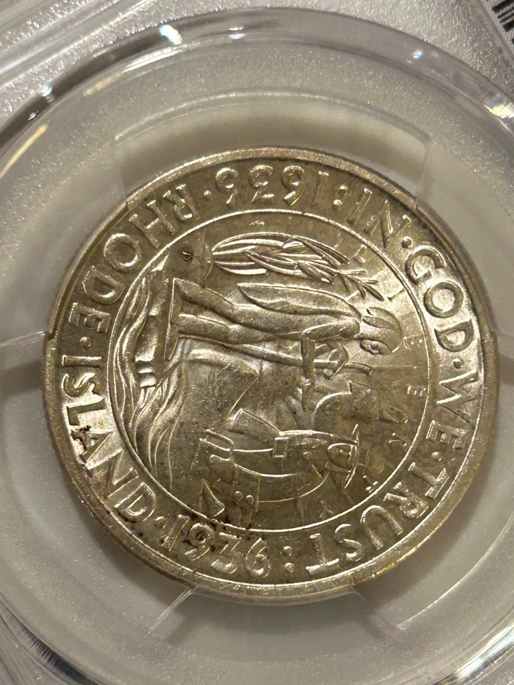 1936 D Rhode Island Silver Half Dollar PCGS MS64 Only 15k Minted/Gold Shield - Image 4 of 4