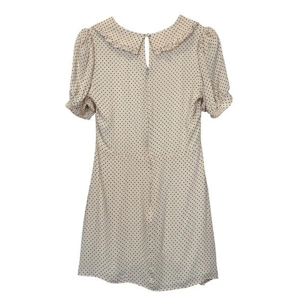 Reformation Size 10 Kaylia Puff-Sleeve Mini Dress Black & Ivory Polka Dot - Image 4 of 4