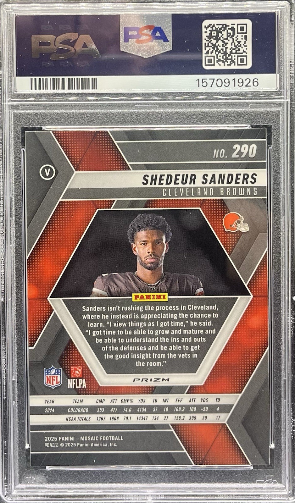 2025 Mosaic - Rookie Variations Shedeur Sanders #290 Green Mosaic PSA 10 🔥🔥🔥 view 2