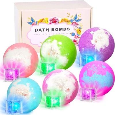 Light Up Bath Bombs with Surprise Inside, 6 Count (Pack of 1), Multi-color 