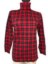 Eagles Eye Vintage Women's Plaid Knit Turtleneck size S Christmas Holidays