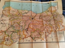 Ancienne Carte CALVADOS édition André Lesot 75 x 55 cm