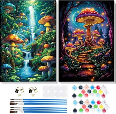 GHHKUD Malen Nach Zahlen Erwachsene, 2 Stück Pilzige Landschaften Malen Nach