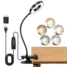 Desk Lamp Clip on Light, 48 LED USB Clamp Lamp with 5 Color Modes 10 Brightne...