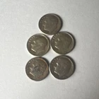 1960 D Silver Dimes 5c.  Lot of 5.  Silver 90