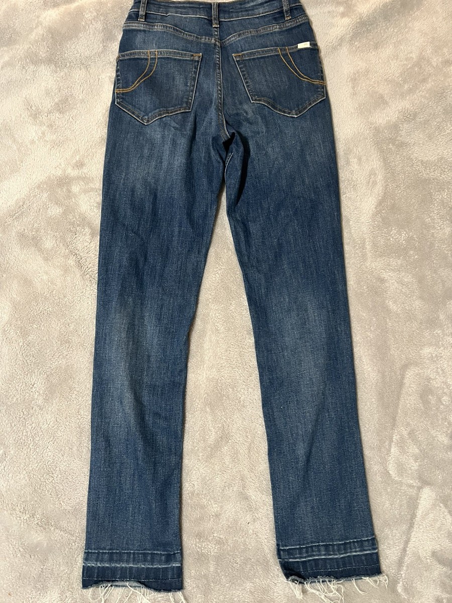Maje Classic Blue straight leg jeans frayed raw hem French 34 US 2 retail $325 View 3