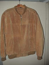 John Ashford Jacket Mens Large Brown suede/pigskin Leather Bomber  Zip Up