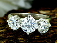 2Ct Round Cut Lab-Created 3 Stone Diamond Engagement Ring 14K White Gold Plated