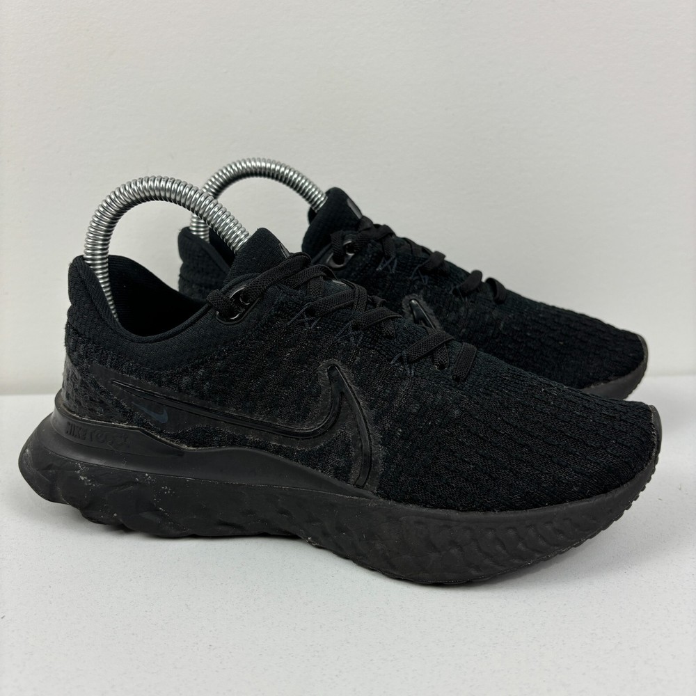 Nike React Infinity Run Flyknit 3 Triple Black Women's Running Shoes US 6 UK 3.5