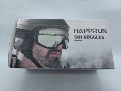 Happrun Ski Goggles Anti Fog 100% UV Protection Snow Ski Goggles ~ Black 