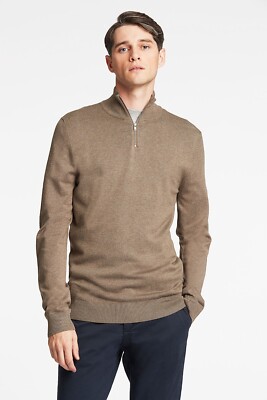 Lindbergh Half Zip Slim Fit Pullover Gr. S beige dunkel sand 1/4 Reißverschluss UVP 60£