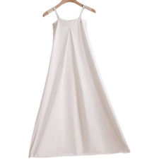 Ladies Slip Dress Long Frill Underdress Solid Hanfu Petticoat Drawstring White