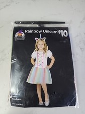 Girls Size 4-6 Rainbow Unicorn Costume Halloween or Dress up Fancy Dress NEW
