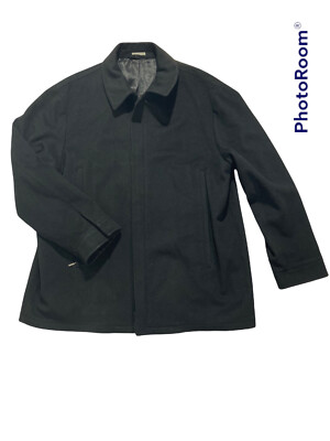 vintage Armani Collezioni wool black full zip overcoat men 44 made