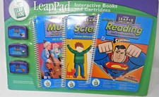 Vtg Leap Frog LeapPad Interactive Books Cartridges Leap 2 Superman Science Music