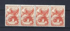 Netherlands 1945 Sc# 277 set Lion and Dragon Liberation strip 4 MNH
