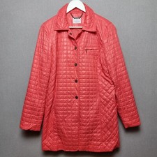 Madeleine Quilted Coat Womens Size 16 Lightweight Coral Orange Long Snap Buttons