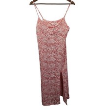 NWT Timing Pink White Sleeveless Floral Midi Dress Womens Medium