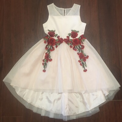 Beautiful Girls Nanette Lepore Cocktail Pink Dress Roses Size 10/12